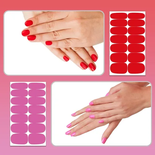 Vista 5 de 224 piezas de 16 hojas de color sólido y mate, autoadhesivas, tiras de esmalte de uñas para mujeres, calcomanías de arte de uñas, accesorios de uñas