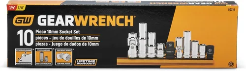 Vista 6 de GEARWRENCH Juego de 10 piezas de llaves de vaso de 1/4" y 3/8", de 6 puntas, tamaño único, 10 mm - 80319