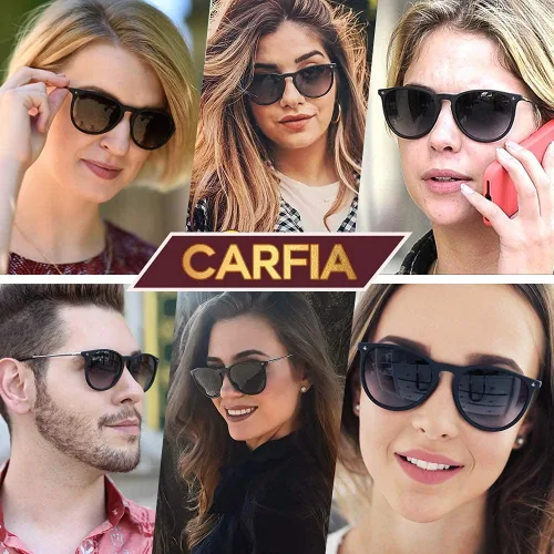 Vista 2 de CARFIA Gafas de sol vintage para mujer, polarizadas, protección UV, estilo clásico retro, CA5100