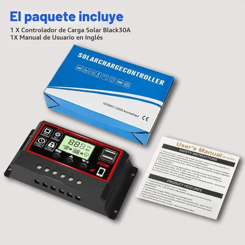 Vista 8 de Controlador de carga solar de 30A [Actualizado], regulador inteligente de batería de panel solar negro con puerto USB dual 12V/24V PWM, parámetro