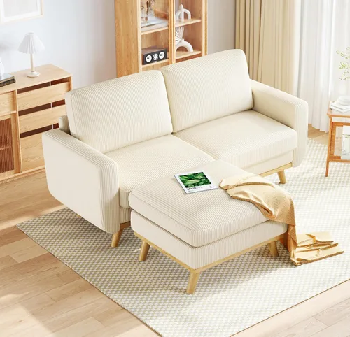 Vista 27 de Vesgantti Sofá modular en forma de U de 119 pulgadas, sofá modular de pana con asiento profundo y soporte de resortes, sofá convertible con 2 Beige