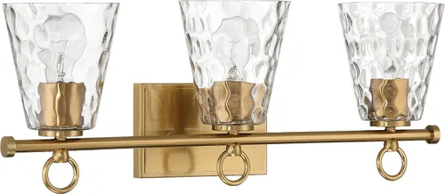Vista 11 de Imogen - Lámpara de tocador de 3 luces de cristal de agua martillada y metal dorado cepillado