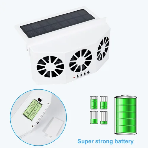 Vista 4 de Unifizz Ventilador de ventana delgada solar Ventilador de escape de coche con tres ventiladores 1.5W ABS blanco
