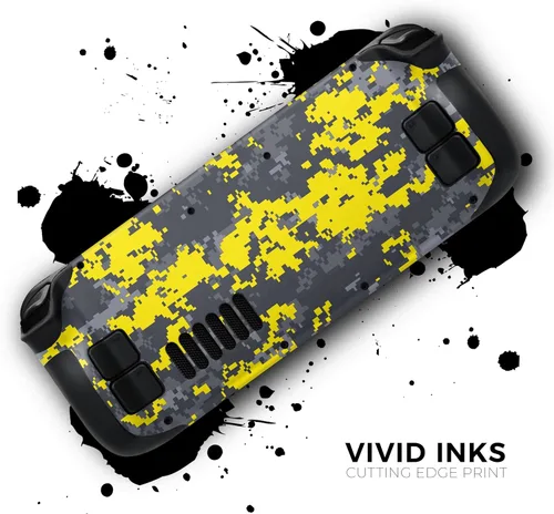 Vista 3 de Design Skinz - Compatible con Steam Deck - Calcomanía protectora de vinilo extraíble resistente a los arañazos - Camuflaje digital amarillo