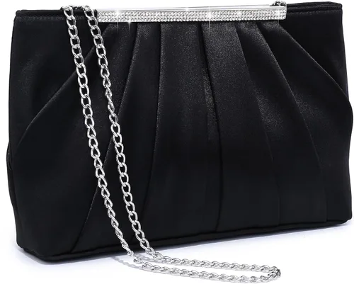 Vista 12 de Dasein - Bolsos de mano elegantes con pliegues para mujer, bolsos formales de noche con diamantes de imitación para bodas, fiestas, graduaciones
