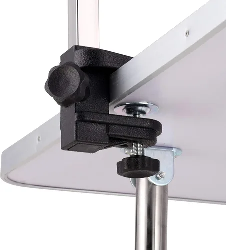 Vista 7 de Mesa profesional de aseo para perros y mascotas, ajustable, resistente, portátil, con brazo y lazo y bandeja de malla (gris, 36 pulgadas)