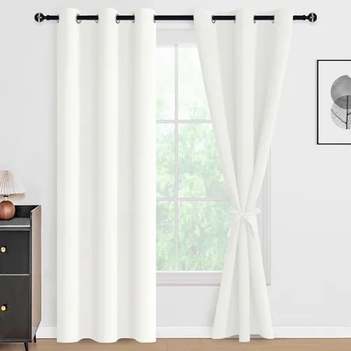 Vista 155 de DWCN - Cortinas 100% opacas para dormitorio con forro negro, cortinas de ventana de doble capa con aislamiento térmico que oscurecen toda la Azul