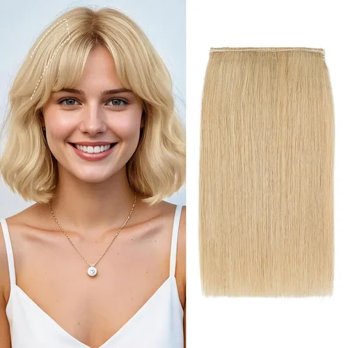 Vista 9 de S-noilite Extensiones de cabello corto con broches, 100% cabello humano real, 2 clips, extensiones con clip para mujeres con cabello delgado, añade