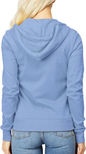 Vista 2 de Sudadera con capucha y cremallera para mujer, ligera, manga larga, bolsillo tipo canguro, ropa casual básica