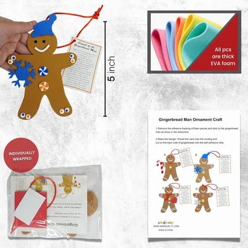 Vista 7 de 4E's Novelty Legend of Gingerbread Man - Juego de 12 adornos navideños de espuma a granel, de 3 a 12 años, autoadhesivos, adornos de bricolaje