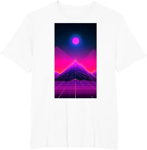 Vista 9 de Retrowave Mountain 80s Vaporwave Synthwave T-Shirt Negro