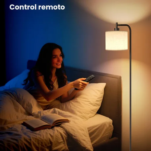 Vista 3 de SIBRILLE Lámpara de pie con pantalla de lino, lámpara de pie alta regulable con control remoto y 3 temperaturas de color, modernas lámparas de pie