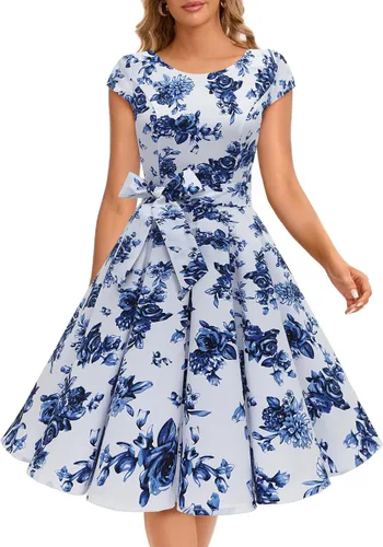 Vista 24 de Dressystar - Vestidos clásicos de fiesta con mangas casquillo, estilo Rockabilly y retro de la década de 1950