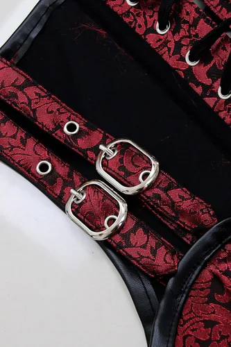 Vista 5 de Charmian Womens Gothic Steampunk Brocade Steel Boned Waist Cincher Corset Vest