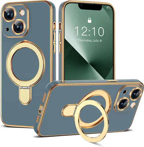 Vista 52 de Funda compatible con iPhone 12 con soporte de anillo magnético invisible [compatible con Mag-Safe] [Protector completo de lente de cámara] Funda