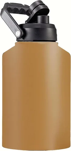 Vista 13 de Botella de agua aislada al vacío de boca ancha de 64 onzas, 128 onzas, con asa, cubo de hielo de acero inoxidable, taza de viaje, gran cantimplora