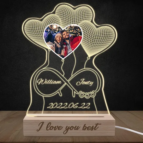 Vista 9 de Lámpara de nombre de ilusión 3D personalizada, lámpara de corazón personalizada con letrero de nombre, luz nocturna LED acrílica personalizada