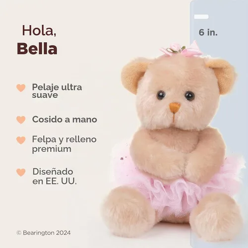 Vista 2 de Osito de peluche bailarina Bearington Bella, de 6 pulgadas
