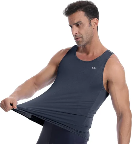 Vista 2 de Lo.gas Camiseta de ciclismo sin mangas para hombre, capa base de ciclismo transpirable y ligera con bolsillo trasero chaleco deportivo