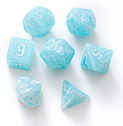 Vista 7 de Juego de Dados D&D de 7 Piezas Verde Transparente Color Mixto – Juego de Dados DND para D&D, COC, TTRPGs, Dungeons and Dragons, MTG, Accesorios