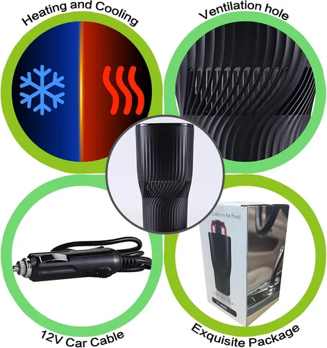 Vista 4 de Smart 2 en 1 calentador de taza de coche enfriador de taza de viaje calentada, control de temperatura, calentador de café de coche taza de café