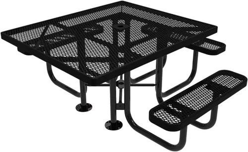 Vista 80 de COATEDOUTDOORFURNITURE Mesa de picnic cuadrada de 46 pulgadas, expandida, color negro
