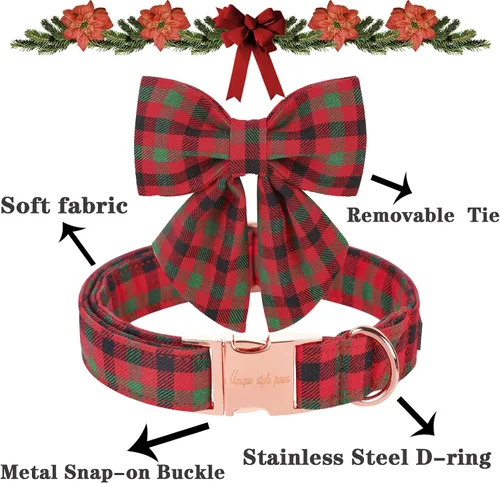 Vista 117 de Unique style paws - Collar para perros con corbatín, collar ajustable para perros y gatos, pequeño, mediano y grande