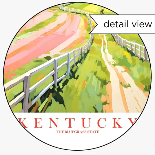 Vista 3 de ColorAndFlair Kentucky Travel Print Bluegrass State Souvenir KY Horses Nature Pink Green Wall Art Retro Poster Pintura de Paisaje (11 x 14 pulgadas)