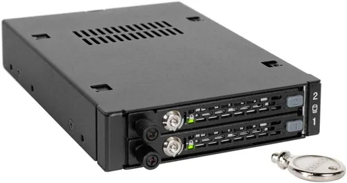 Vista 9 de ICY DOCK Rack móvil de 2.5" SATA/SAS HDD y SSD de metal completo resistente para bahía de unidad externa de 3.5 pulgadas con bloqueo de llave