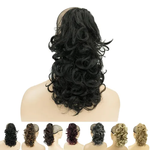 Vista 16 de IMISSU Extensiones de cabello rizado desordenado, cola de caballo con clip de cola de caballo (rubio playa)