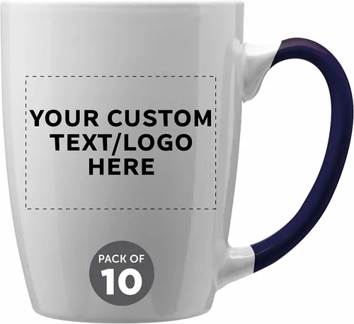 Vista 10 de DISCOUNT PROMOS Tazas de café personalizadas Java de dos tonos, 12 onzas, juego de 10/50/100 unidades personalizadas a granel para café, té