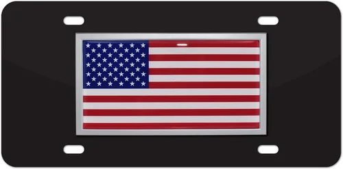 Vista 12 de Elektroplate Placa de matrícula negra con bandera de Estados Unidos invertida