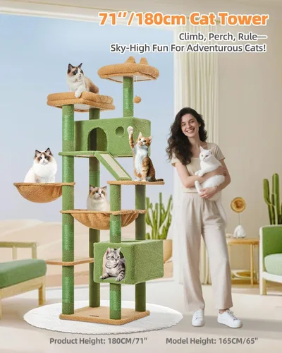 Vista 104 de Taoqimiao Árbol para gatos de 57.5 pulgadas, torre para gatos de interior para adultos, condominio extragrande para gatos, 8 postes rascadores