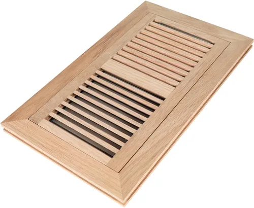 Vista 15 de Paquete de 2 registros de piso de madera dura de roble rojo, ventilación de montaje empotrado, 4 x 10 pulgadas, con amortiguador, sin terminar