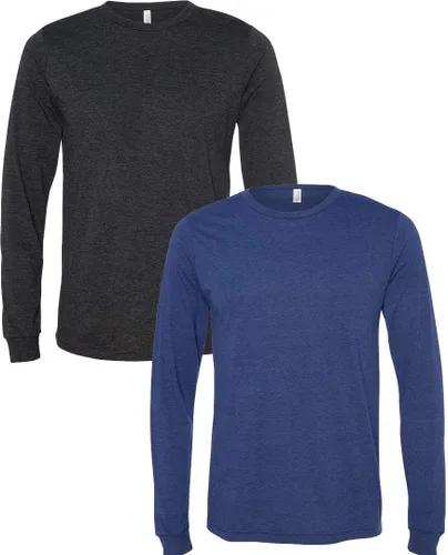 Vista 15 de Canvas Filmore 3501 - Camiseta de 4.2 onzas para hombre manga larga (1) Ceniza + (1) Jaspeado atlético