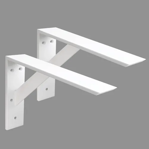 Vista 13 de Soportes de estante resistentes, paquete de 2 soportes de estante de 12 x 10 x 2.5 pulgadas, acero negro de 3/8 pulgadas de grosor, soporte en L
