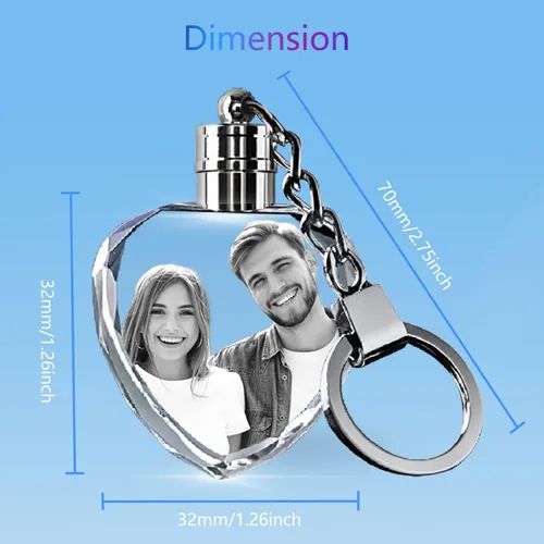 Vista 4 de HAN'S LASER Personalized Keychains with LED Light, Crystal Keychain with Your Own Photo, Great Memorial Gifts
