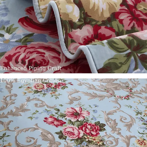 Vista 30 de ABREEZE Juego de funda de edredón tamaño individual con cierre de botón, 100% algodón egipcio, juego de ropa de cama floral de granja, color rosa, 3