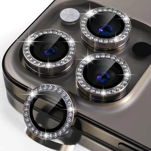 Vista 35 de Misea Compatible con iPhone 16 Pro/iPhone 16 Pro Max, protector de lente de cámara de vidrio templado Ultra-HD, protector de pantalla de anillo Negro