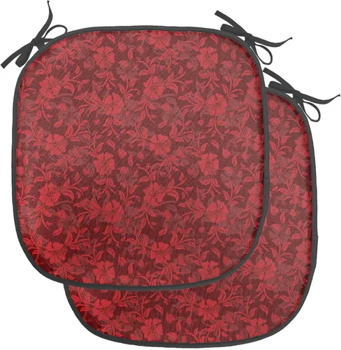 Vista 172 de Ambesonne Cojín de asiento para silla de flores, detalles florales con hojas y remolinos, estampado artístico romántico y vívido y vibrante