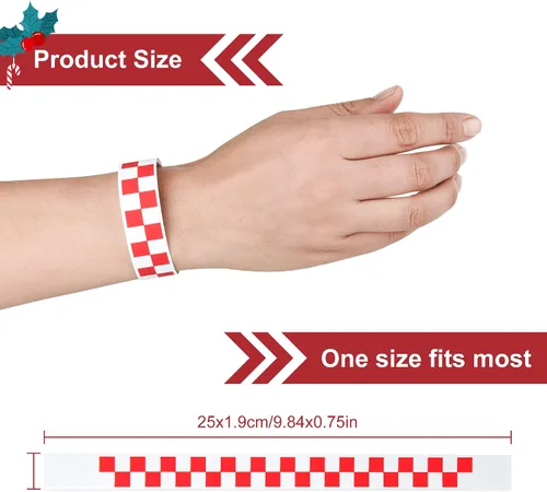 Vista 2 de AllReal 600 pulseras de papel a cuadros rojos