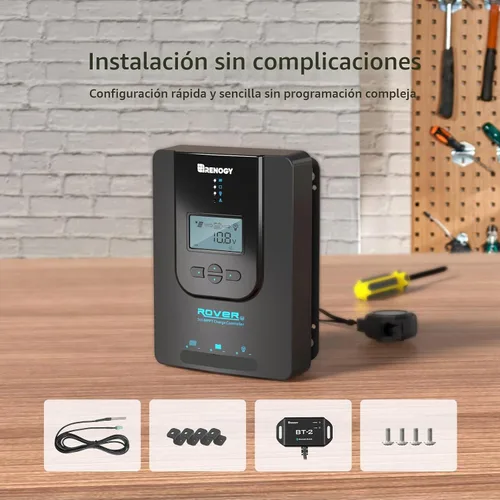 Vista 5 de Renogy Rover 30A 12V/24V Auto DC Entrada MPPT Controlador de Carga Solar, Parámetro Ajustable, Pantalla LCD, Regulador de Panel Solar Apto