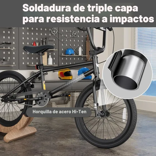 Vista 6 de KORIMEFA Bicicleta BMX Freestyle 18 20 pulgadas para niños y niños, bicicleta de trucos para 7-12 años, pernos Pro/Guro a elegir, marco de acero