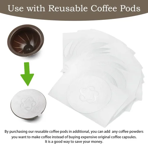Vista 3 de 100 tapas de papel de aluminio para cápsulas Vertuo, láminas de papel de aluminio compatibles con cápsulas de café Nespresso 57mm