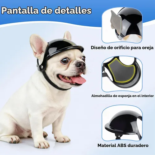 Vista 4 de Namsan - Casco para perro pequeño con orificios para las orejas, sombrero de gato de bricolaje, ajustable, negro Negro E