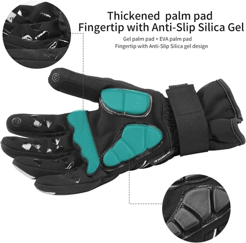 Vista 3 de INBIKE Guantes de ciclismo para hombres invierno a prueba de viento reflexivo almohadillas de gel térmico pantalla táctil