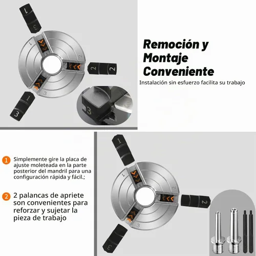 Vista 5 de Mandril de torno de madera, mandíbula de 3 pulgadas con MT-1 y MT-2 eje eje con 1 rosca 8TPI, para herramientas de torno de carpintería