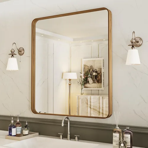 Vista 80 de LOAAO 20x16 Pulgadas Espejo de Baño con Marco de Metal Negro para Pared, Espejo de Tocador de Baño de Estilo Granja, Espejo Grande Rectangular