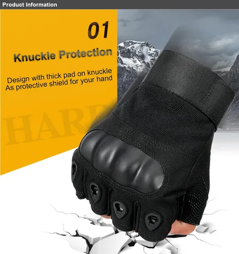 Vista 3 de SUJAYU Guantes de entrenamiento sin dedos para hombres con protección de nudillos para deportes al aire libre