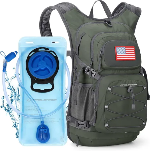 Vista 16 de Maelstrom Lightweight Hydration Hiking Backpack with 2L/3L Water Bladder BPA-free, High Flow Bite, Insulated Compartment, Reflective Strip